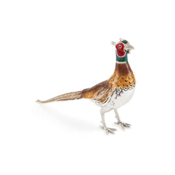 A sterling silver cock pheasant figurine from Saturno by Francis Howard.