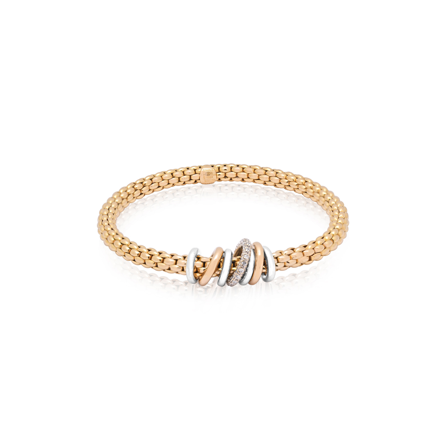 FOPE, 18ct Rose & White Gold Flex'It Diamond Set Bracelet: 0.41 carats