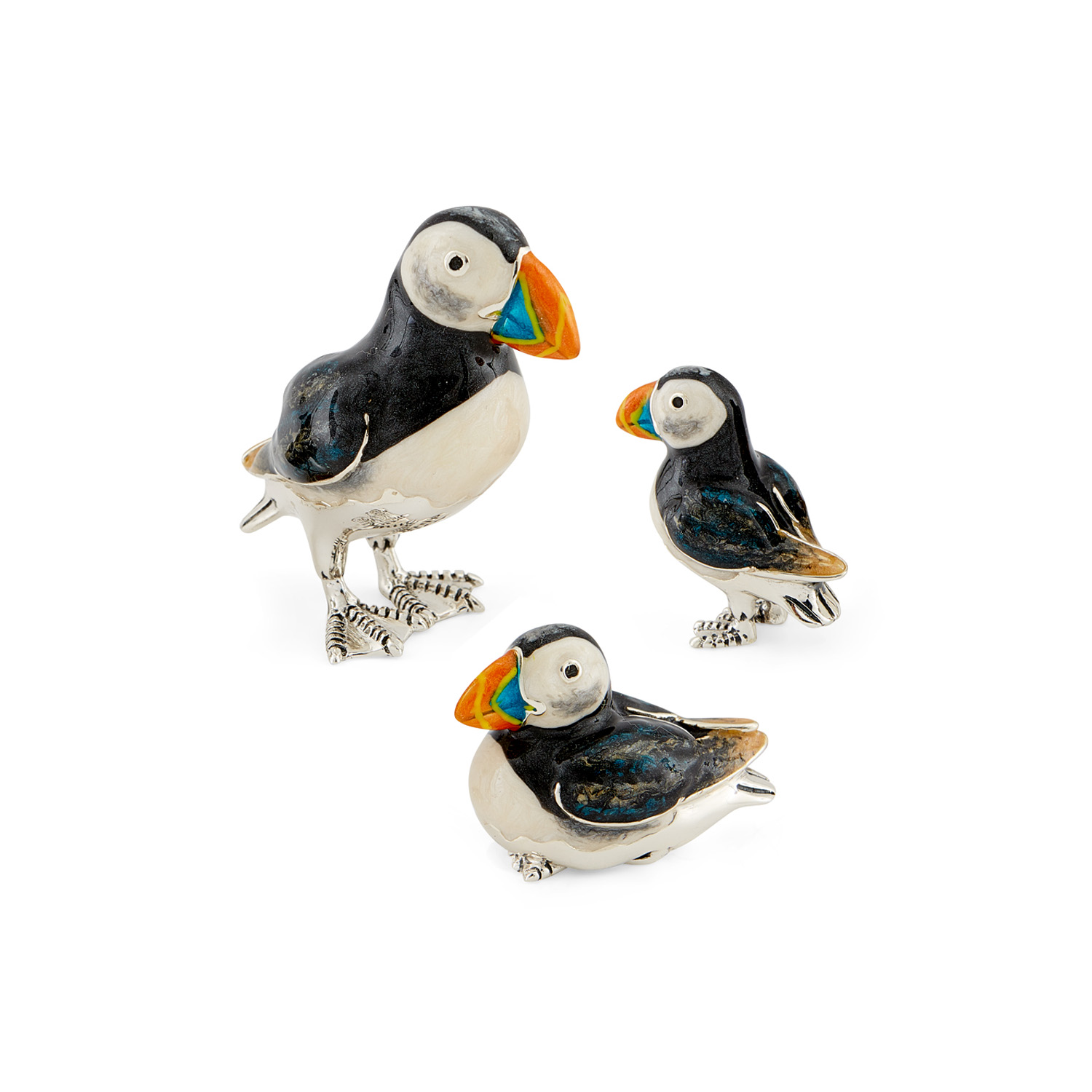 A sterling silver puffin figurine from Saturno by Francis Howard.