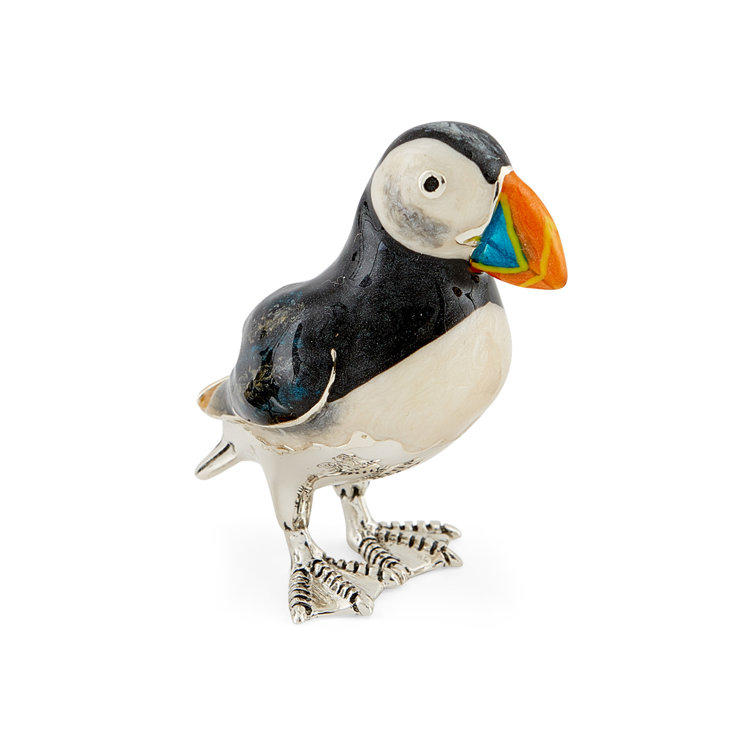 A sterling silver puffin figurine from Saturno by Francis Howard.