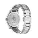 Gucci G-Timeless with a 38mm stainless steel case and bracelet strap with a silver bee design and black sunbrushed dial.