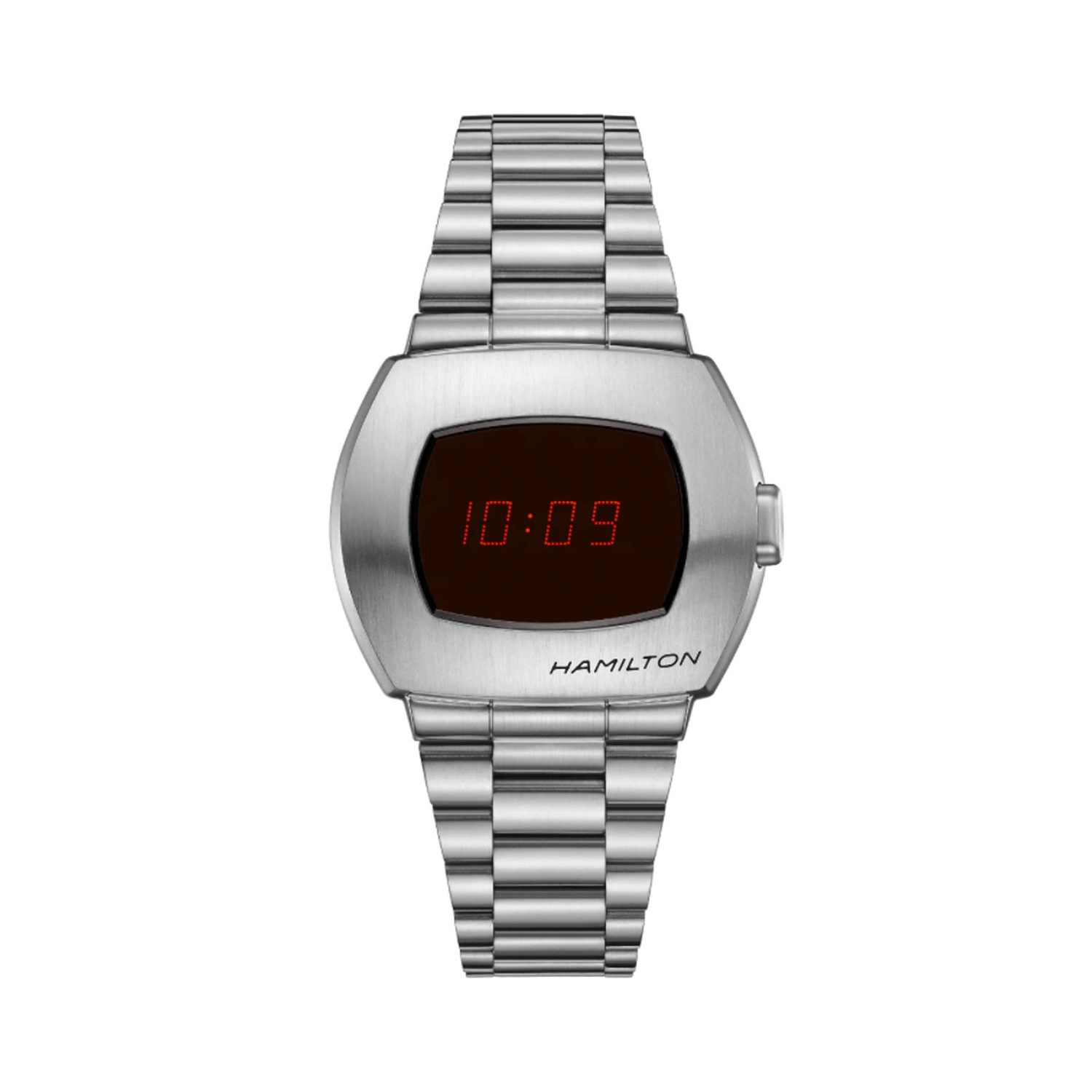 Hamilton, American Classic PSR, Quartz Men's Watch Hamilton, American Classic PSR with a 41mm stainless steel case and bracelet strap featuring a black digital hybrid dial.