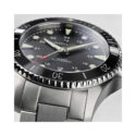 Hamilton, Khaki Navy Scuba with a 43mm stainless steel case and bracelet strap featuring a black dial and bezel.