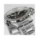 Hamilton, Khaki Navy Frogman with a 46mm stainless steel case and bracelet strap featuring a black dial and a grey bezel.