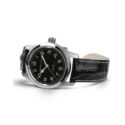 Hamilton, Khaki Field Murph with a 42mm stainless steel case and black leather strap featuring a black dial.