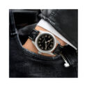 Hamilton, Khaki Field Murph with a 42mm stainless steel case and black leather strap featuring a black dial.