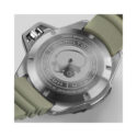 Hamilton, Khaki Navy Frogman with a 46mm stainless steel case and a green rubber strap featuring a black dial and bezel.