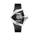 Hamilton, Ventura XXL Skeleton with a 46 x 46mm stainless steel case and a black rubber strap featuring a black skeleton dial.