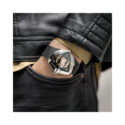Hamilton, Ventura XXL Skeleton with a 46 x 46mm stainless steel case and a black rubber strap featuring a black skeleton dial.