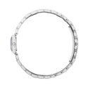 Gucci G-Frame with an 18 x 14mm small stainless steel case and bracelet strap featuring a diamond set black dial.