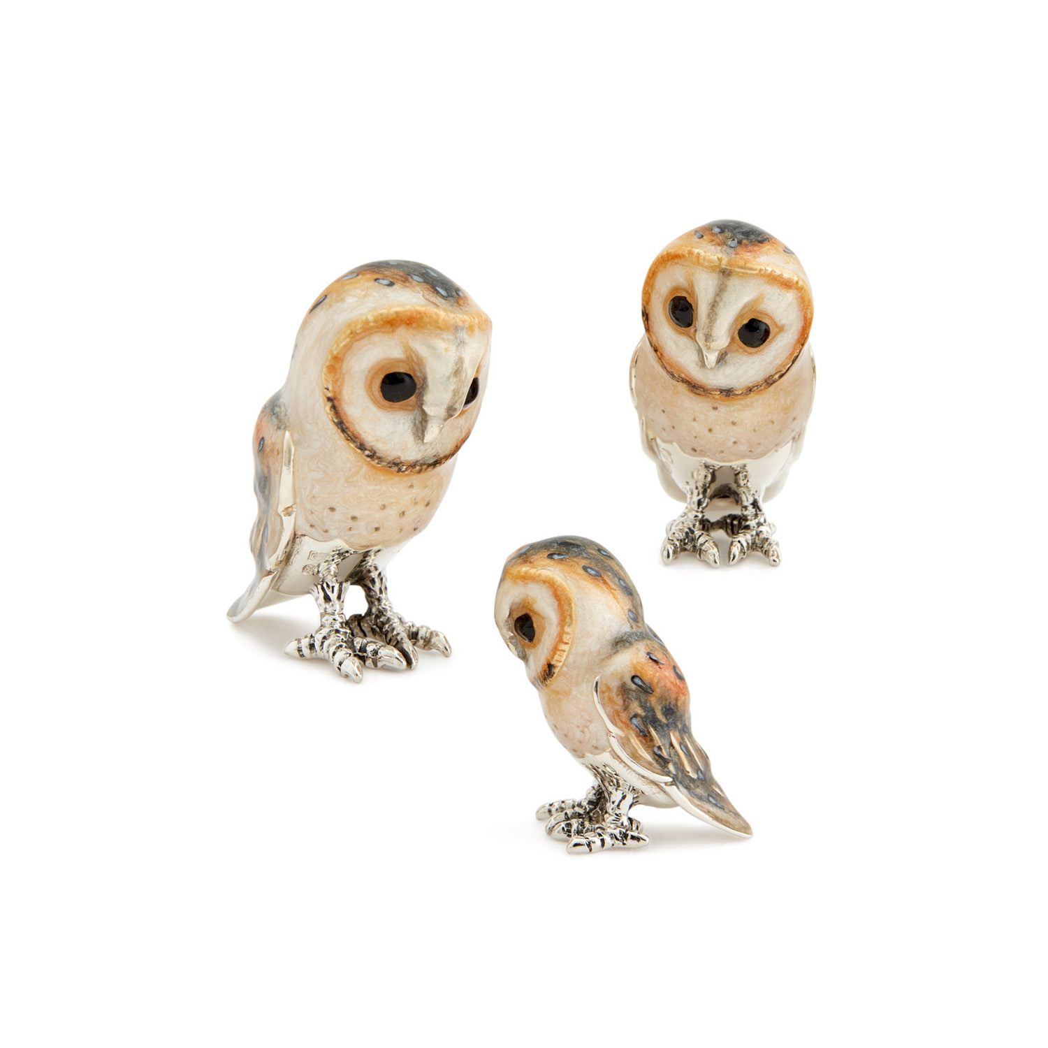 A sterling silver barn owl figurine from Saturno by Francis Howard.