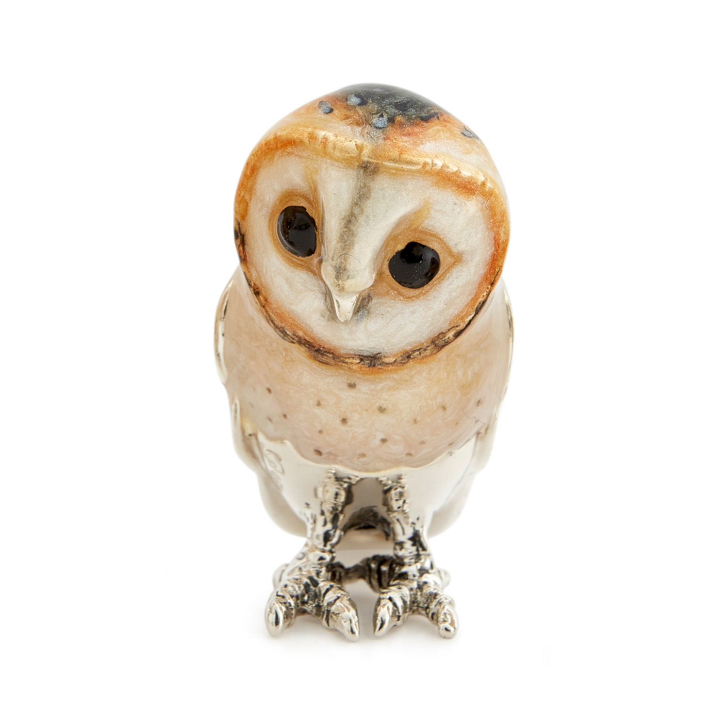 A sterling silver barn owl figurine from Saturno by Francis Howard.