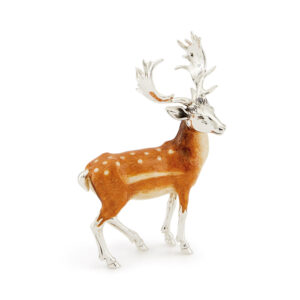 A sterling silver fallow deer figurine from Saturno by Francis Howard.