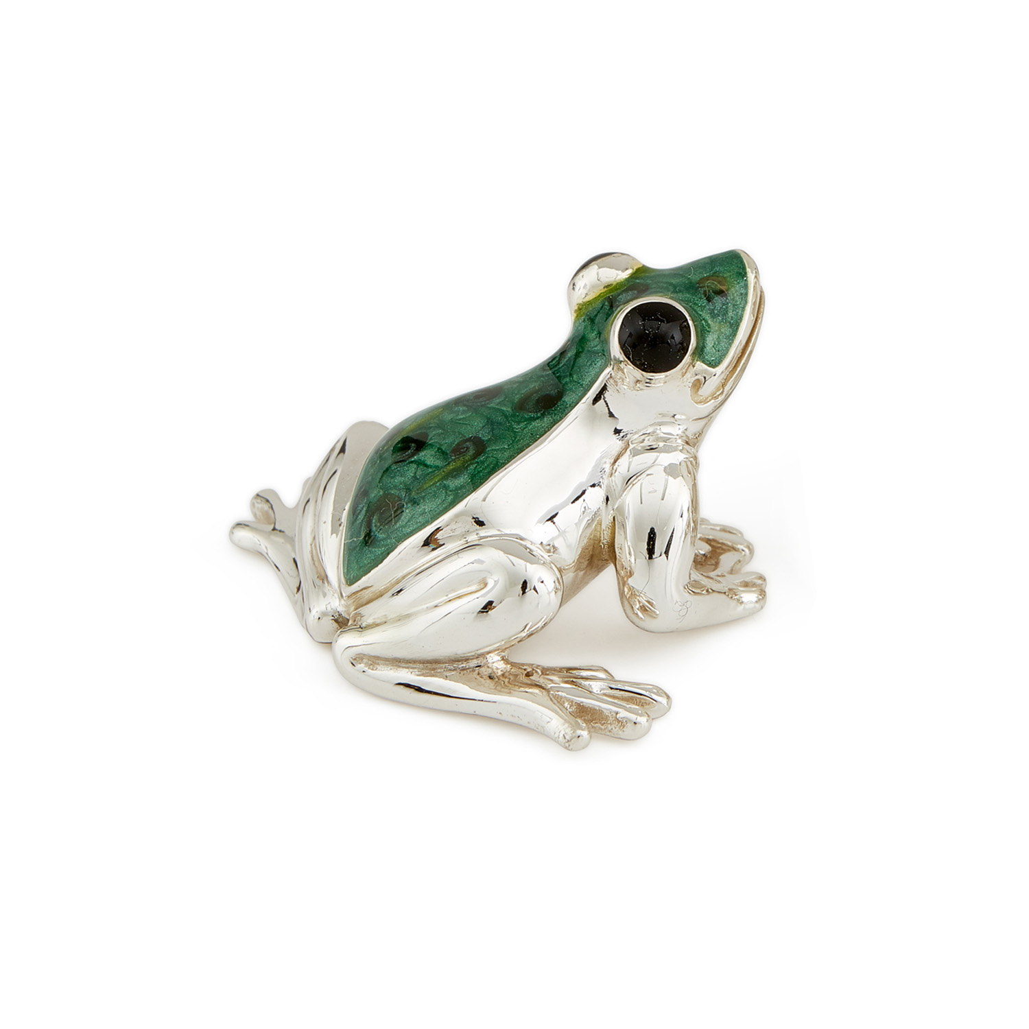 A sterling silver frog figurine from Saturno by Francis Howard.