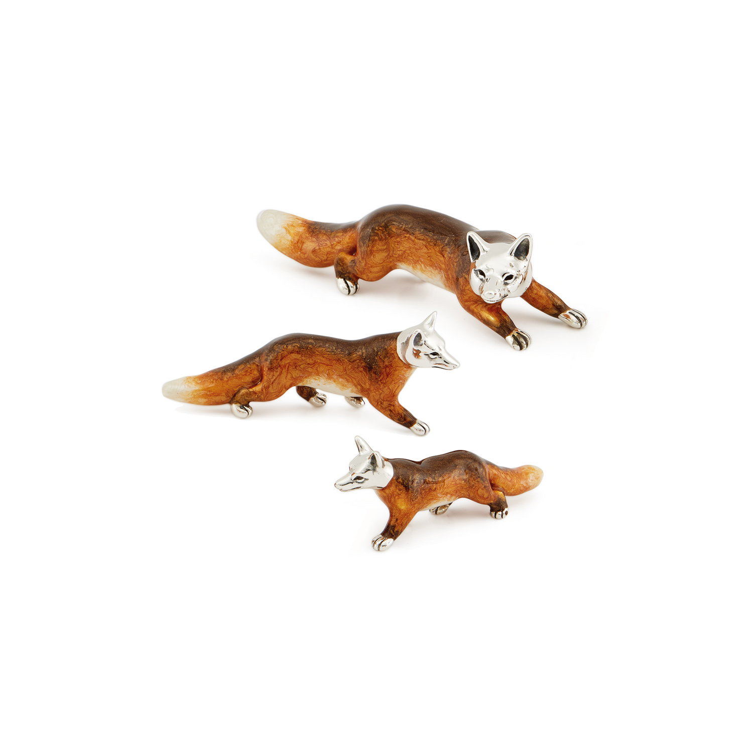 Saturno, Sterling Silver Walking Fox Figurine A sterling silver walking fox figurine from Saturno by Francis Howard.