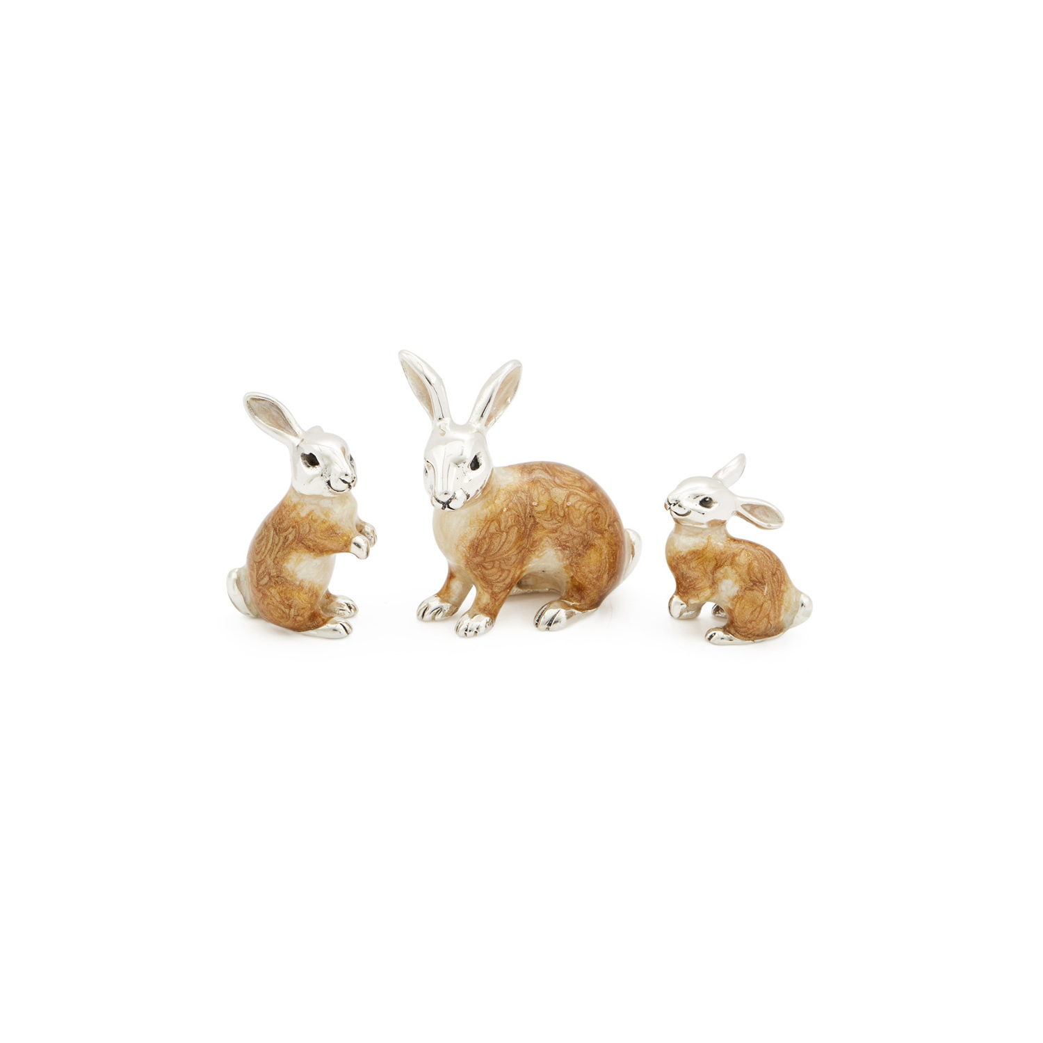 A sterling silver rabbit figurine standing on its back legs from Saturno by Francis Howard.