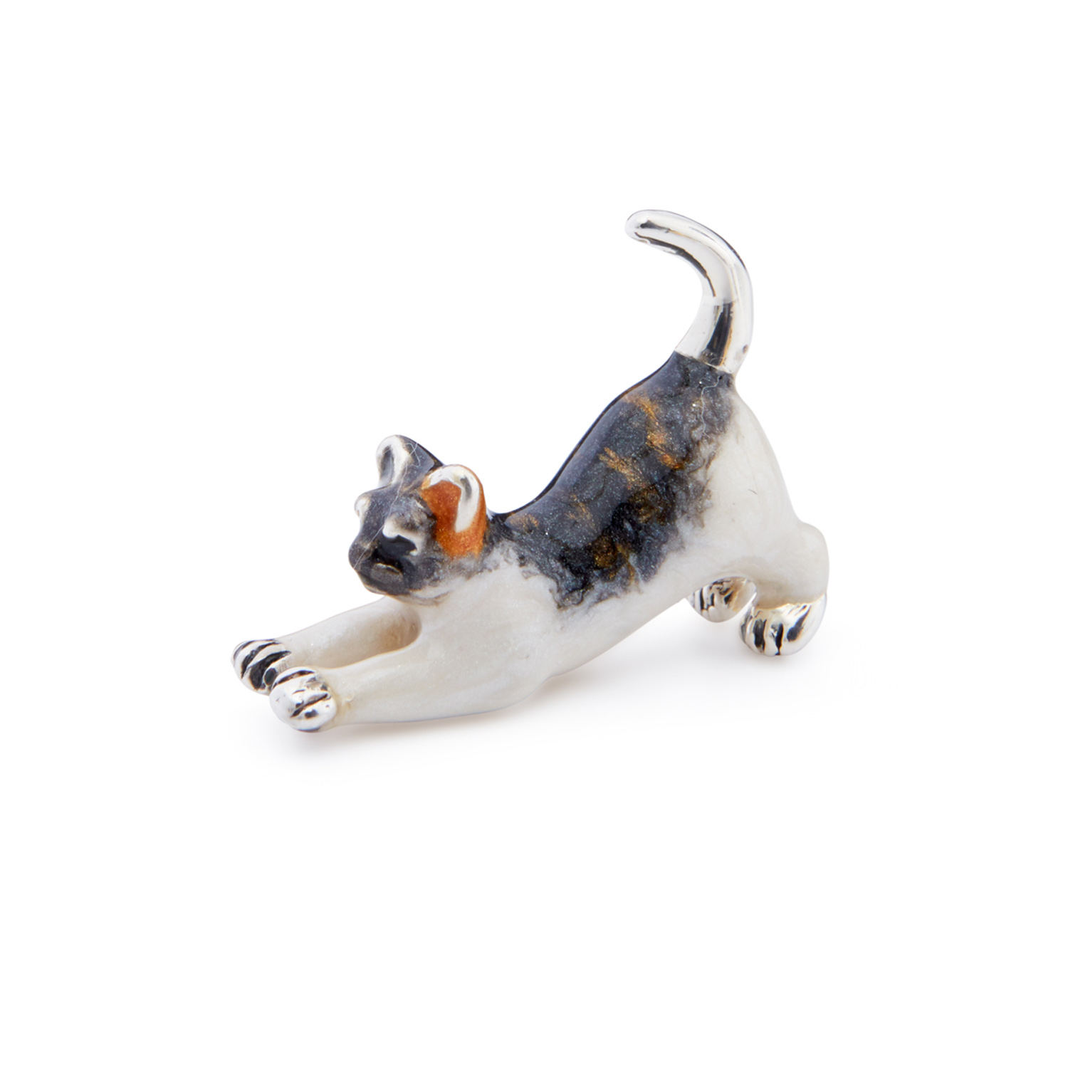 A sterling silver black and white cat figurine from Saturno by Francis Howard.