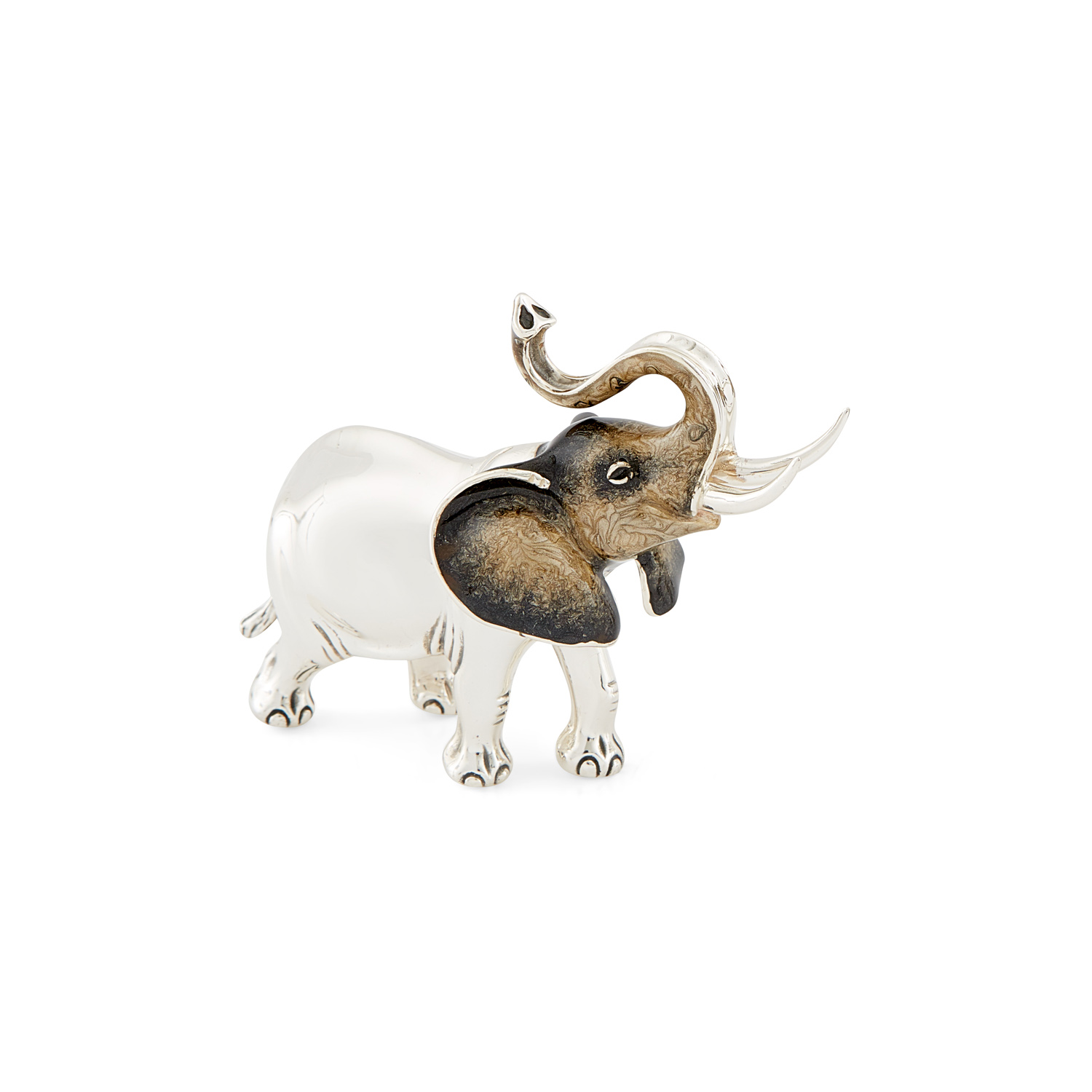 A sterling silver elephant with a grey head figurine from Saturno by Francis Howard.