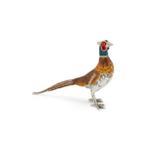 A sterling silver standing cock pheasant figurine from Saturno by Francis Howard.