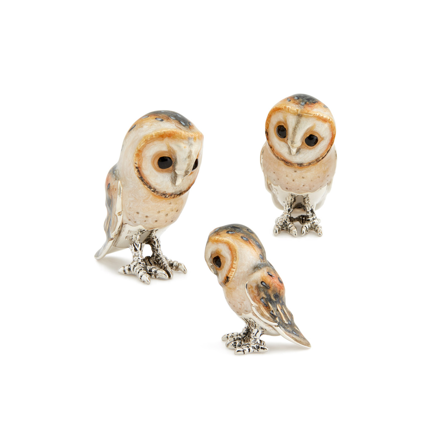 A sterling silver standing barn owl figurine from Saturno by Francis Howard.