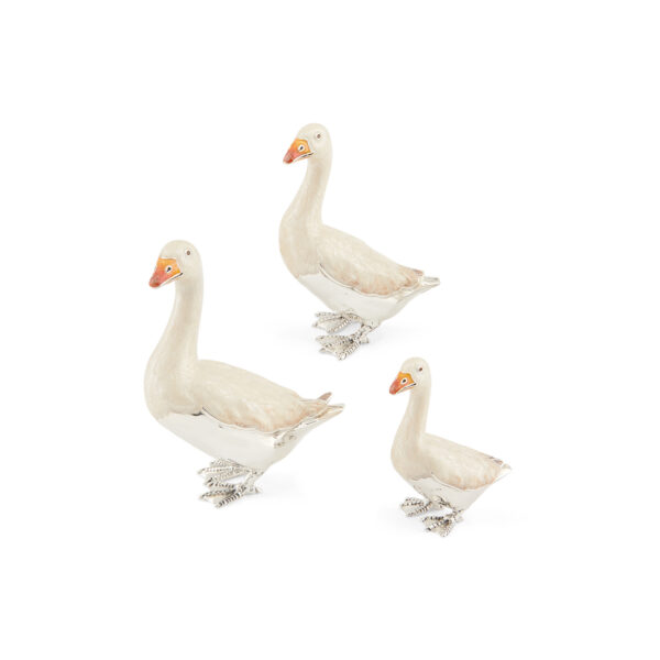 A sterling silver white goose figurine from Saturno by Francis Howard.