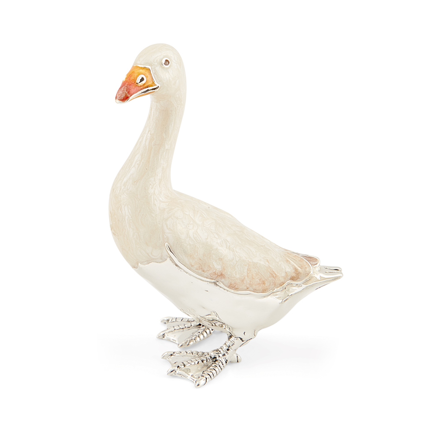 Saturno, Sterling Silver White Goose Figurine A sterling silver white goose figurine from Saturno by Francis Howard.