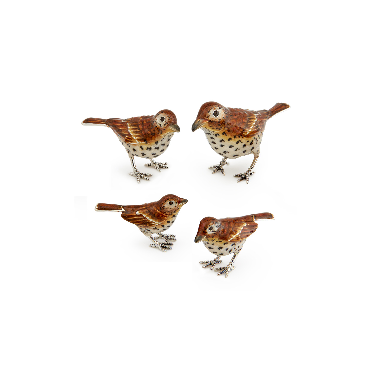 A sterling silver thrush figurine from Saturno by Francis Howard.