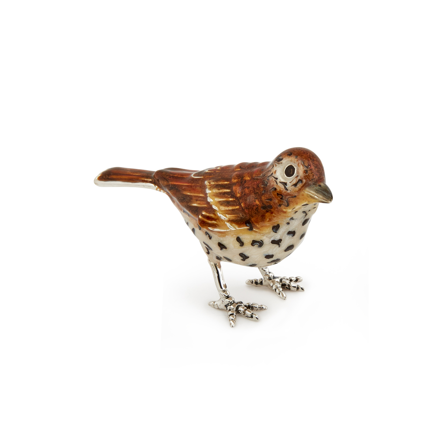 A sterling silver thrush figurine from Saturno by Francis Howard.
