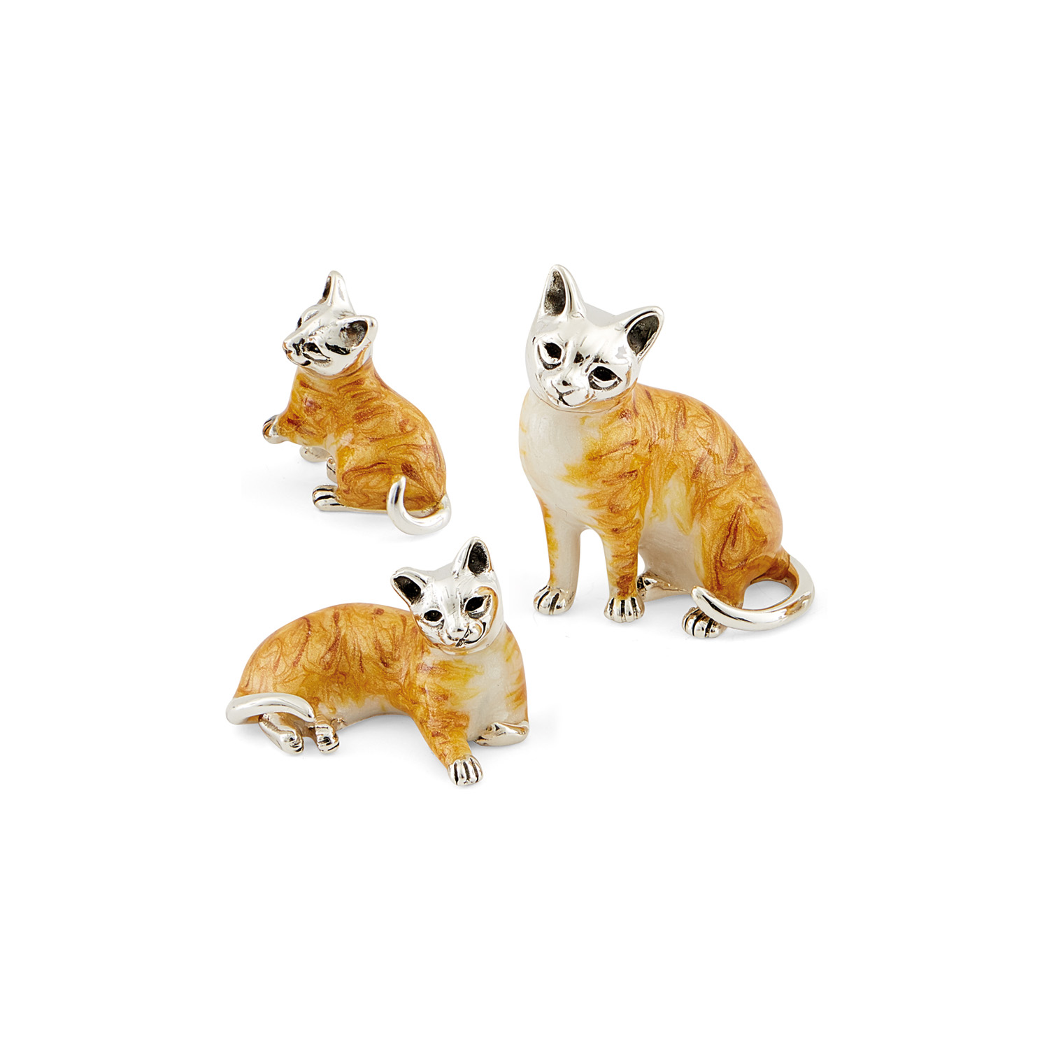 A sterling silver ginger kitten figurine from Saturno by Francis Howard.