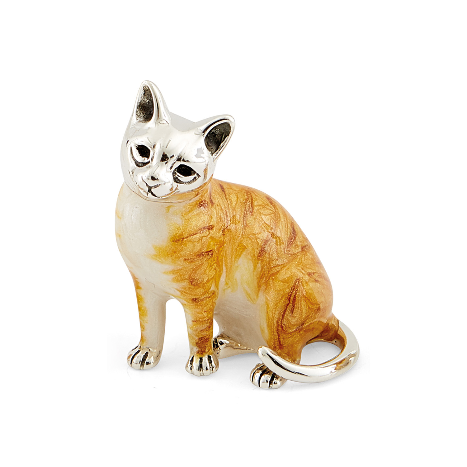 A sterling silver ginger kitten figurine from Saturno by Francis Howard.