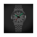 Mondaine, stop2go with a 41mm stainless steel case and bracelet strap featuring a white dial.