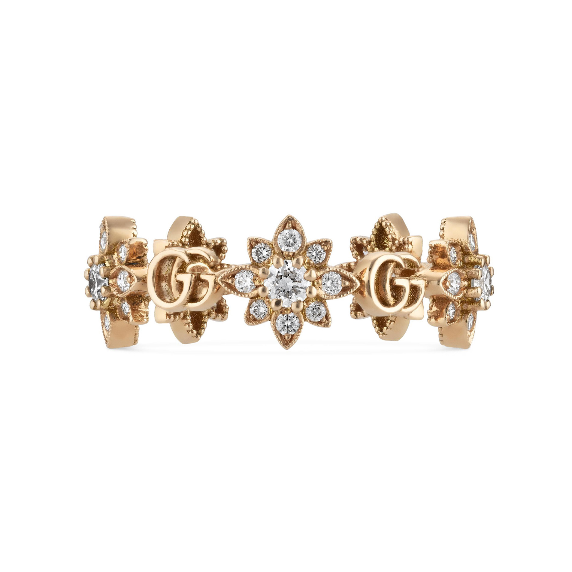 An 18ct rose gold diamond set ring from Gucci's Flora collection.