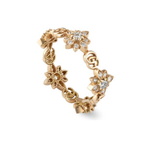 An 18ct rose gold diamond set ring from Gucci's Flora collection.