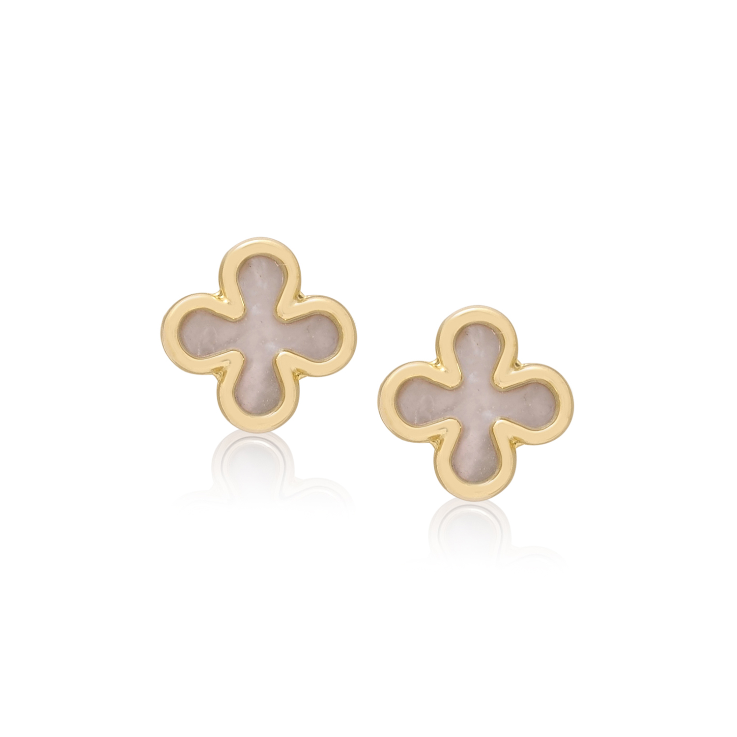 9ct Yellow Gold Mother of Pearl Clover Earrings