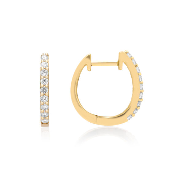 A pair of 18ct yellow gold diamond hoop earrings, featuring nine round brilliant cut diamonds.