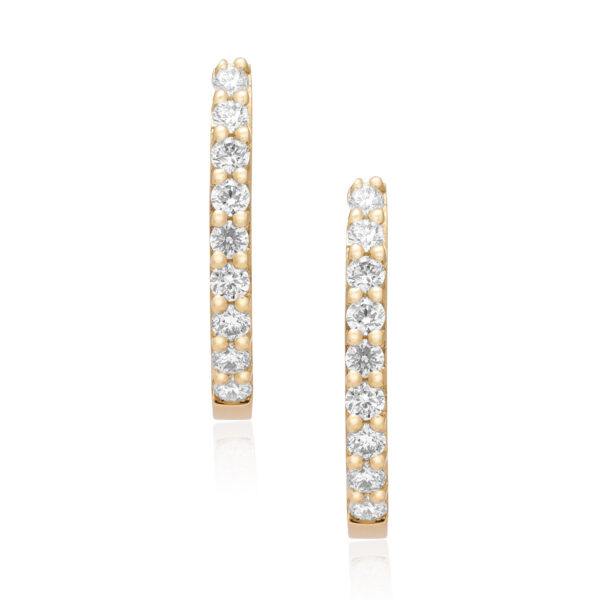 A pair of 18ct yellow gold diamond hoop earrings, featuring nine round brilliant cut diamonds.