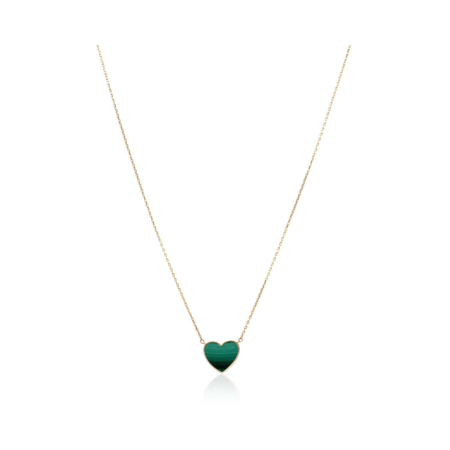 9ct Yellow Gold Malachite Heart Necklace
