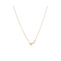 A 9ct yellow gold blue/ green turquoise clover necklace on a trace chain.