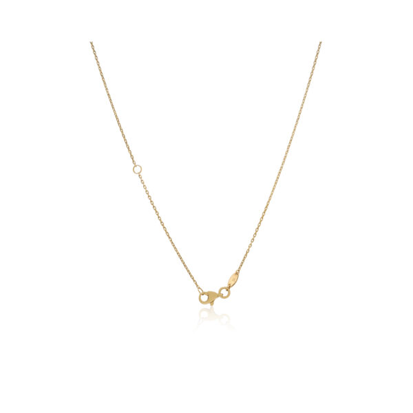 A 9ct yellow gold blue/ green turquoise clover necklace on a trace chain.