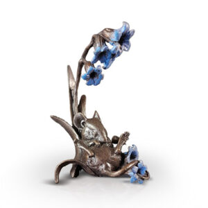 Made from solid foundry bronze, this piece depicts a sleeping mouse lying down amongst the bluebells.
