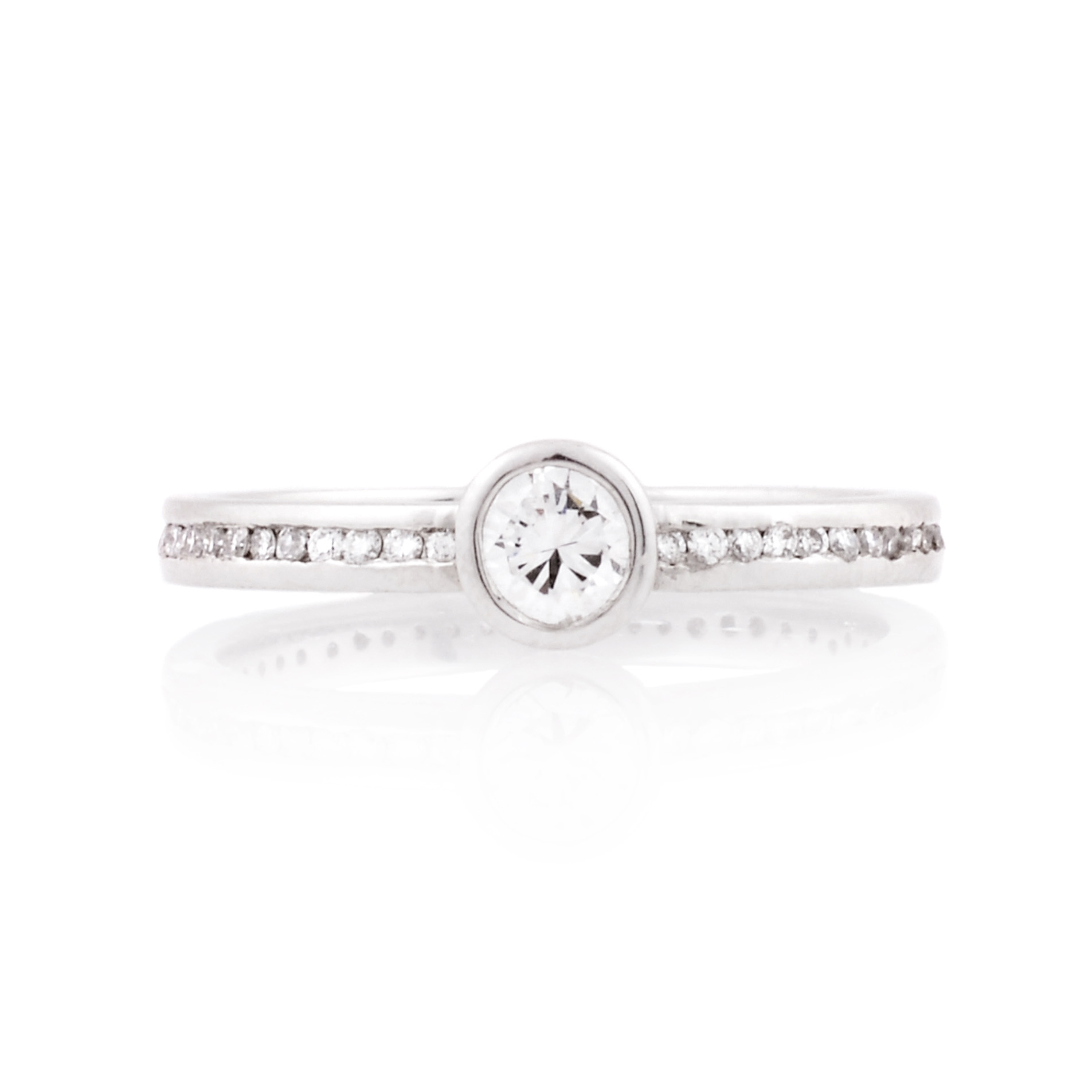 Platinum Diamond Set Ring with Full Eternity Band A platinum, diamond set ring with a full channel set diamond band.