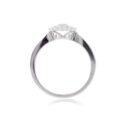 An 18ct white gold, diamond set cluster ring with diamond set shoulders.