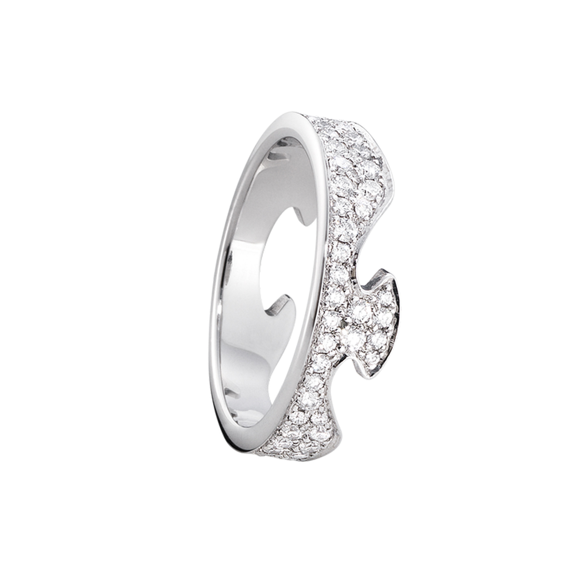Georg Jensen, 18ct White Gold Pave Diamond Fusion End Ring: 0.76 carats An 18ct white gold Fusion end ring with pave set diamonds from Georg Jensen's Fusion collection.