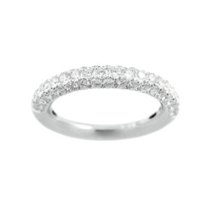 An 18ct white gold pave set brilliant cut diamond half eternity ring.