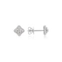 A pair of 18ct white gold round brilliant cut diamond cluster stud earrings, for pierced ears.