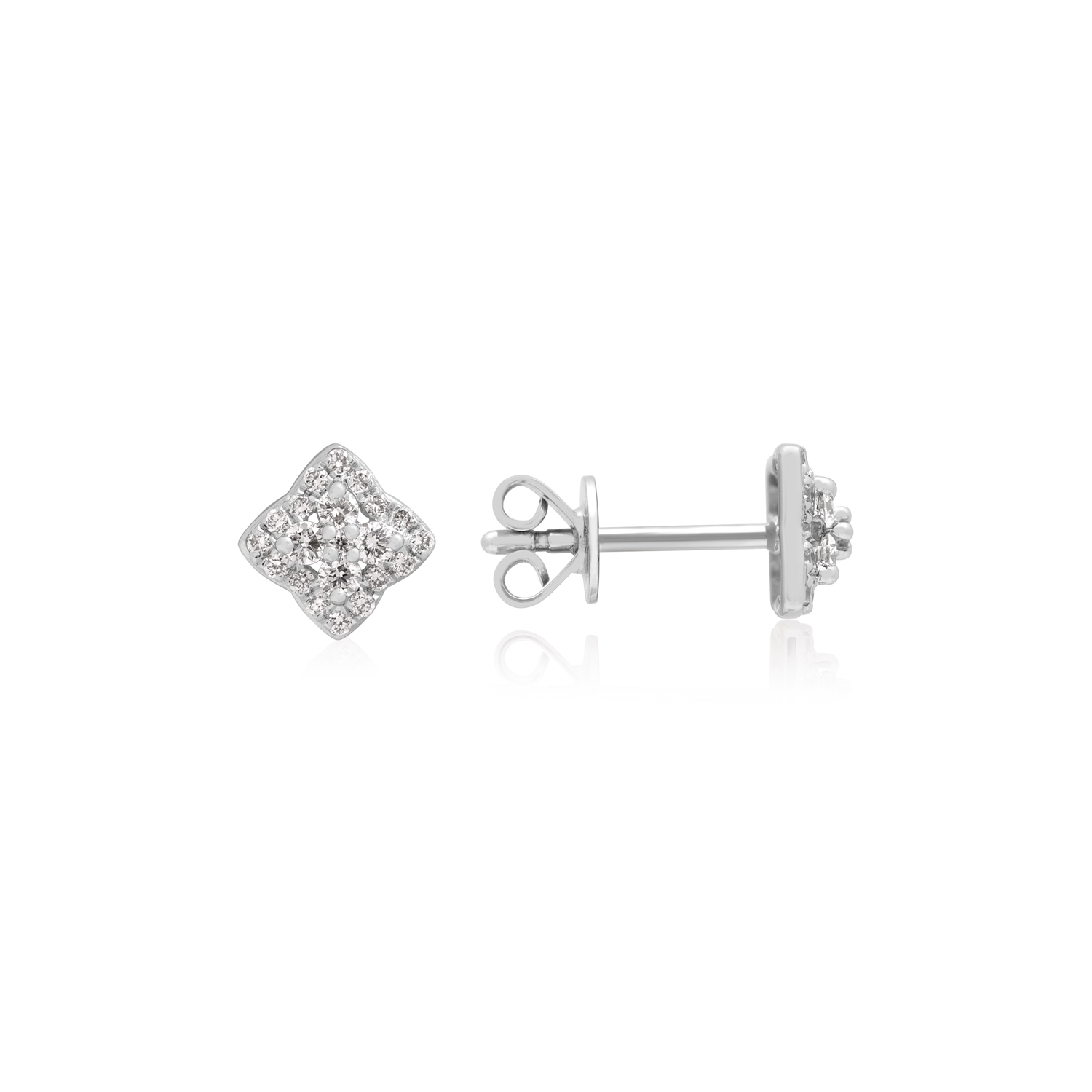 18ct White Gold Round Brilliant Cut Diamond Cluster Stud Earrings: 0.33 carats-2.jpg A pair of 18ct white gold round brilliant cut diamond cluster stud earrings, for pierced ears.