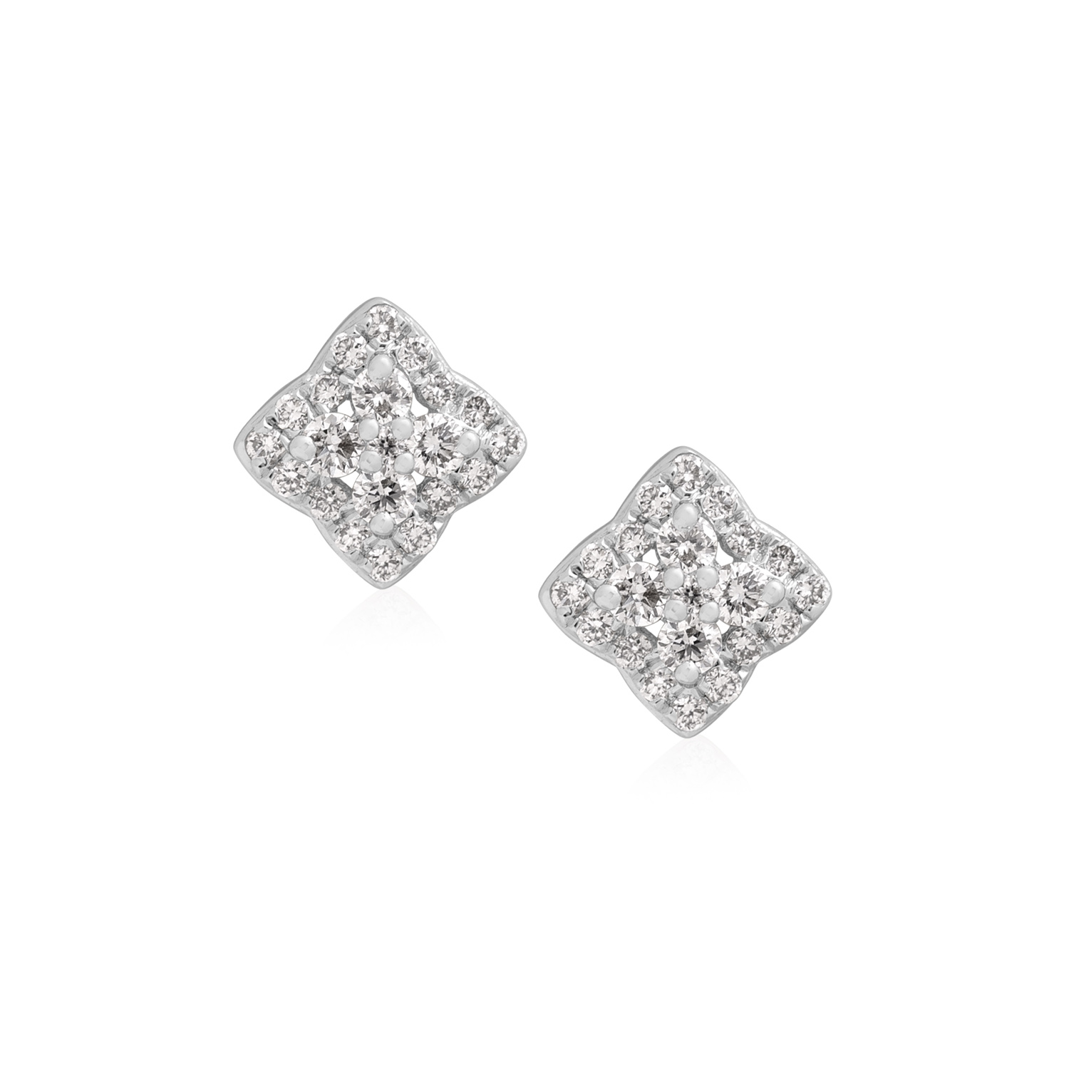 18ct White Gold Round Brilliant Cut Diamond Cluster Stud Earrings: 0.33 carats A pair of 18ct white gold round brilliant cut diamond cluster stud earrings, for pierced ears.