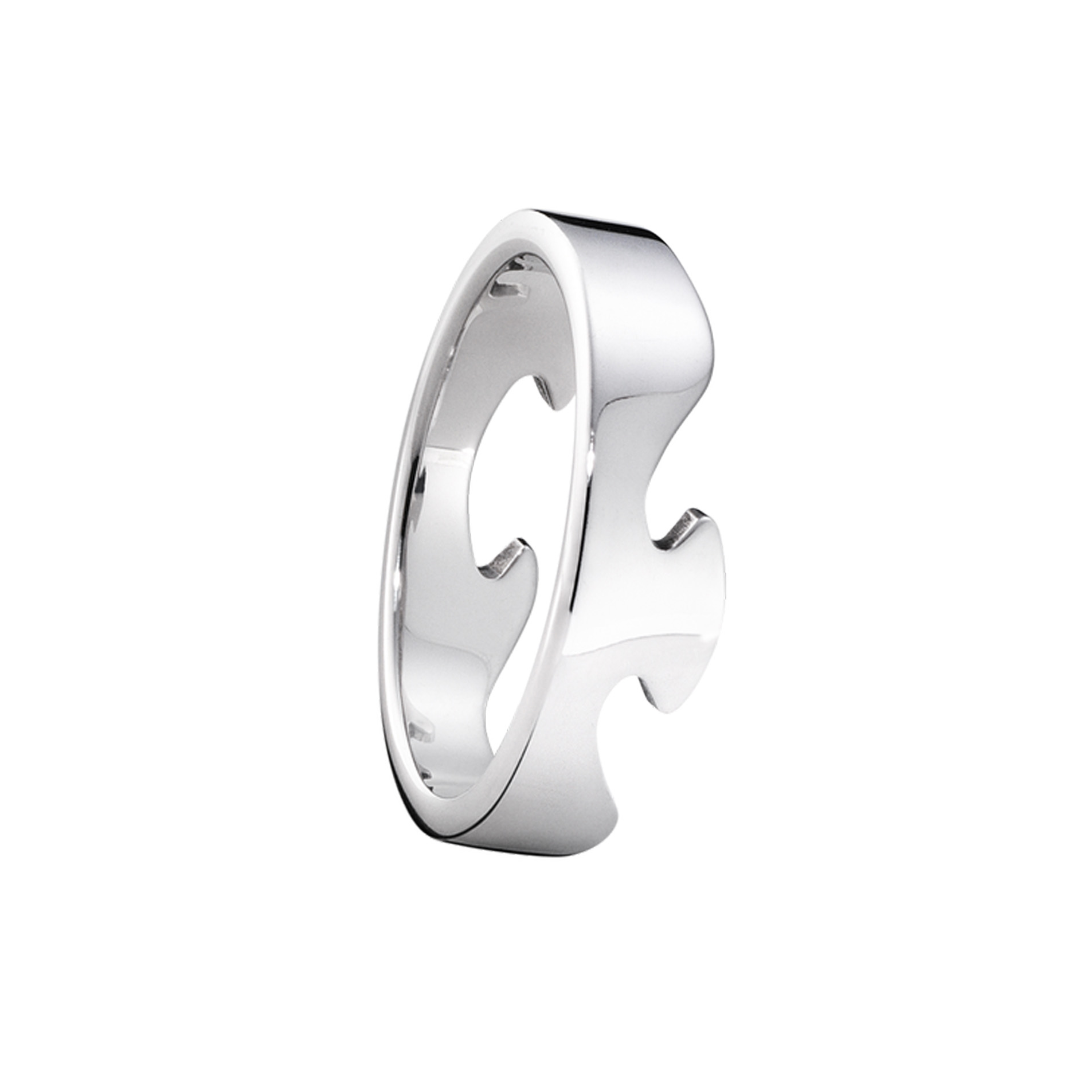 Georg Jensen, 18ct White Gold Polished Fusion End Ring An 18ct white gold, polished Fusion end ring from Georg Jensen's Fusion collection.