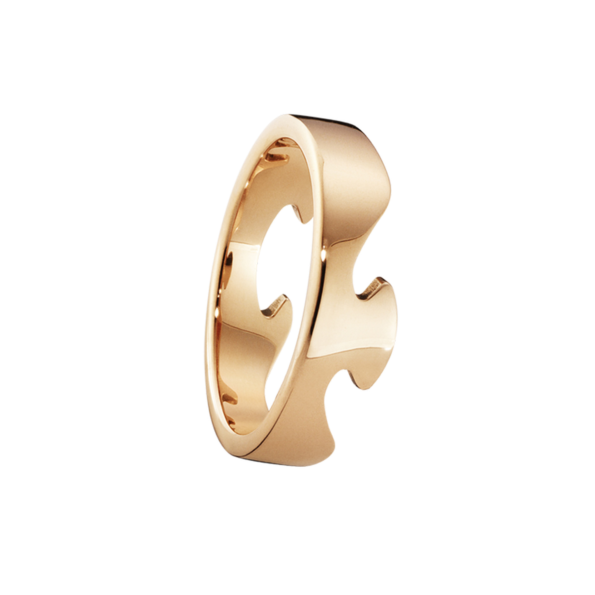 An 18ct rose gold, polished finish Fusion end ring from Georg Jensen’s Fusion collection.