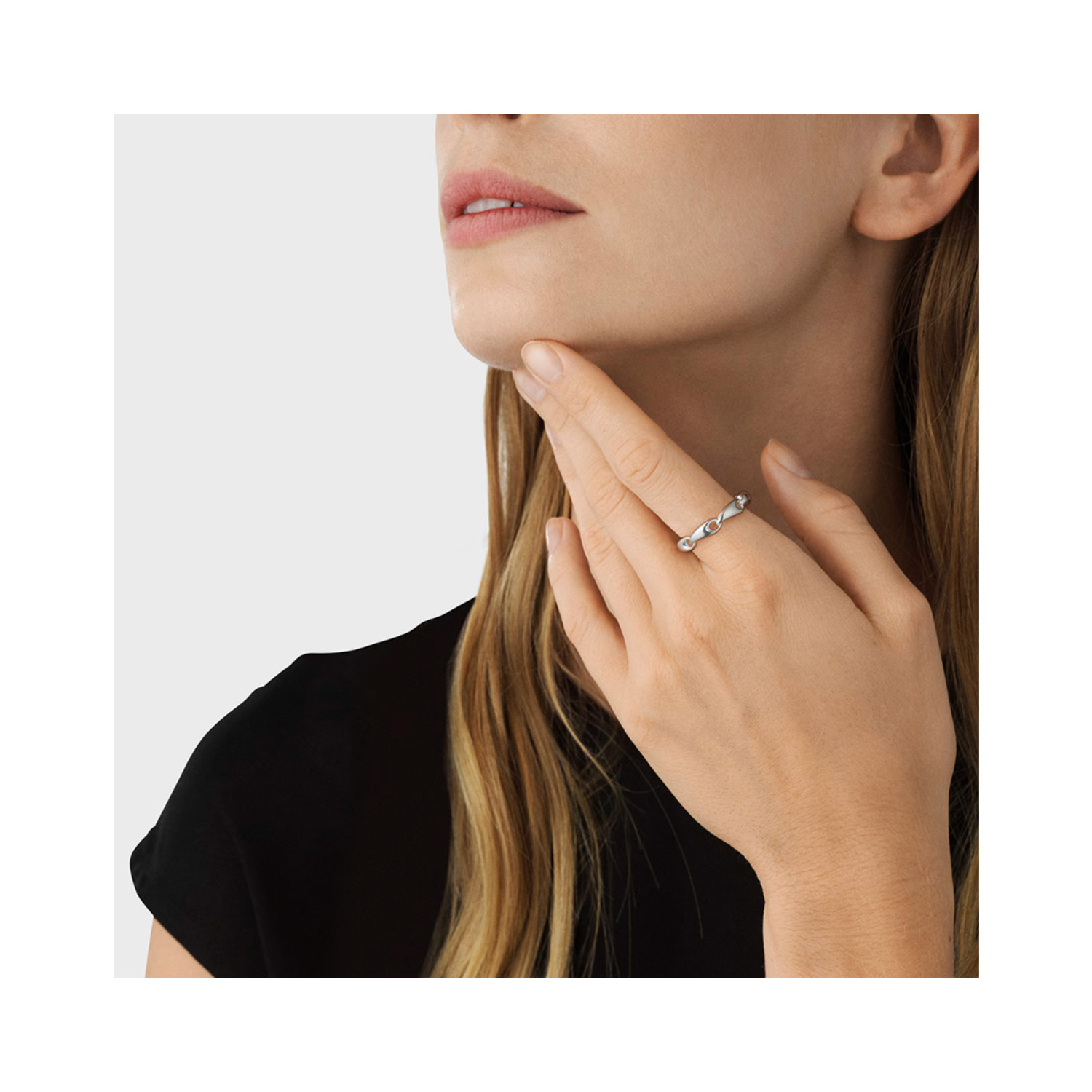 Georg Jensen, Sterling Silver Reflect Ring A sterling silver, link ring belonging to Georg Jensen's Reflect collection.